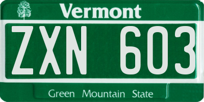 VT license plate ZXN603