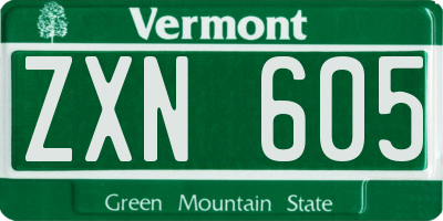 VT license plate ZXN605