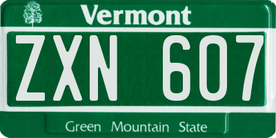 VT license plate ZXN607