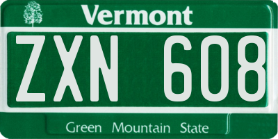 VT license plate ZXN608