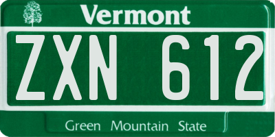 VT license plate ZXN612