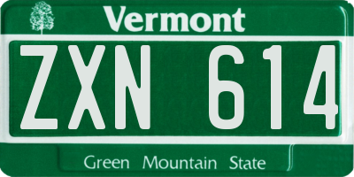 VT license plate ZXN614