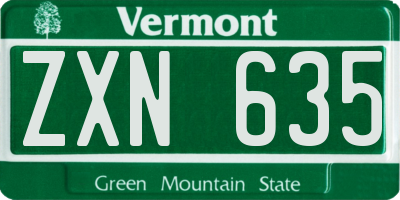 VT license plate ZXN635