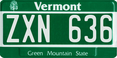 VT license plate ZXN636