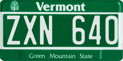 VT license plate ZXN640