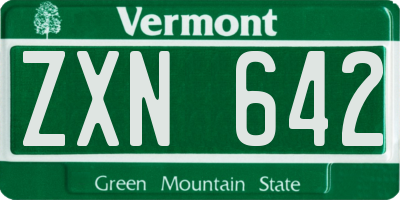 VT license plate ZXN642