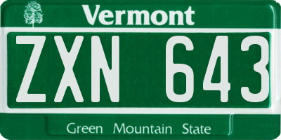 VT license plate ZXN643