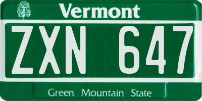 VT license plate ZXN647
