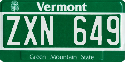 VT license plate ZXN649