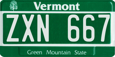 VT license plate ZXN667