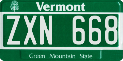 VT license plate ZXN668