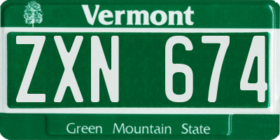 VT license plate ZXN674