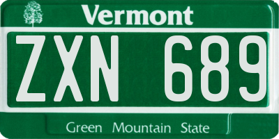 VT license plate ZXN689