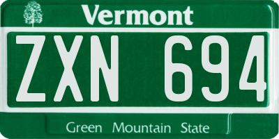 VT license plate ZXN694
