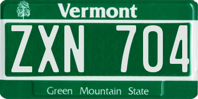 VT license plate ZXN704