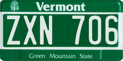 VT license plate ZXN706