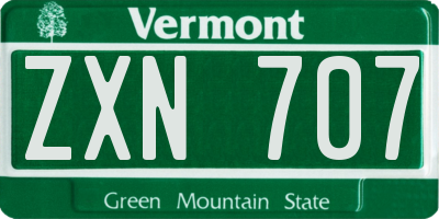VT license plate ZXN707