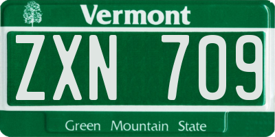 VT license plate ZXN709