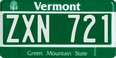 VT license plate ZXN721