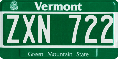 VT license plate ZXN722
