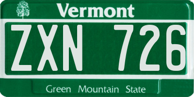 VT license plate ZXN726