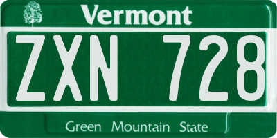 VT license plate ZXN728