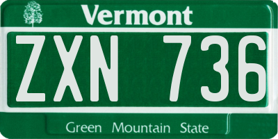 VT license plate ZXN736