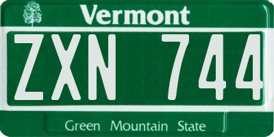 VT license plate ZXN744