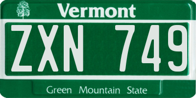 VT license plate ZXN749