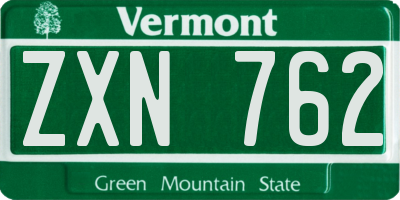 VT license plate ZXN762