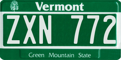 VT license plate ZXN772