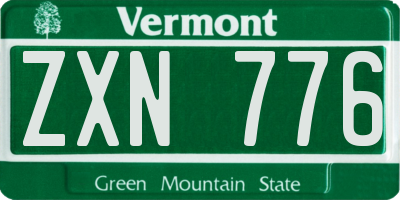 VT license plate ZXN776