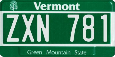 VT license plate ZXN781