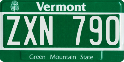VT license plate ZXN790