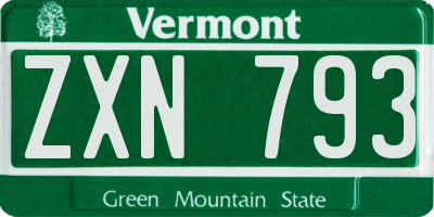 VT license plate ZXN793