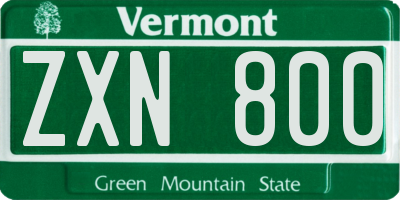 VT license plate ZXN800