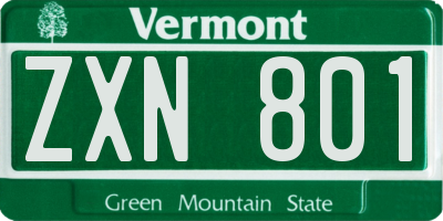 VT license plate ZXN801