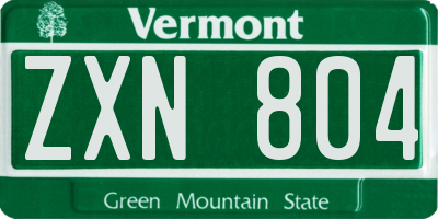VT license plate ZXN804