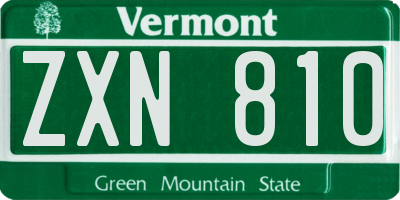 VT license plate ZXN810