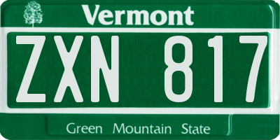 VT license plate ZXN817