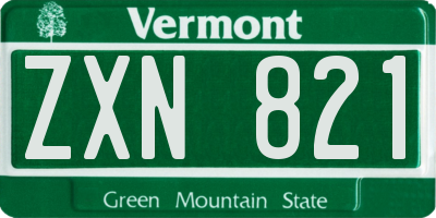 VT license plate ZXN821