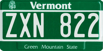 VT license plate ZXN822