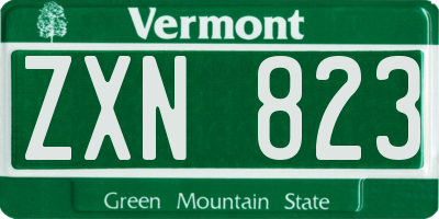 VT license plate ZXN823