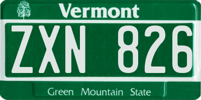 VT license plate ZXN826