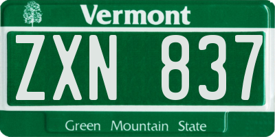 VT license plate ZXN837