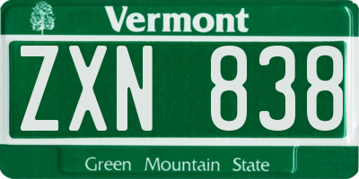 VT license plate ZXN838