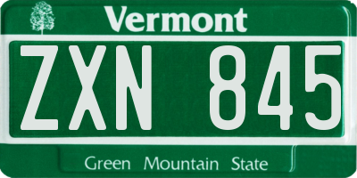 VT license plate ZXN845