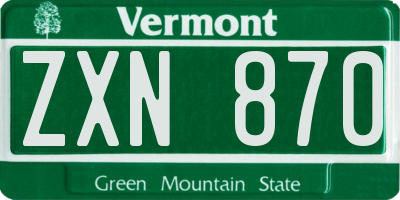 VT license plate ZXN870