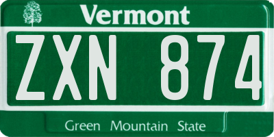VT license plate ZXN874