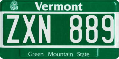 VT license plate ZXN889